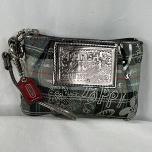 Coach Heart Poppy Purple Plaid Wristlet | Limited Edition Collectible